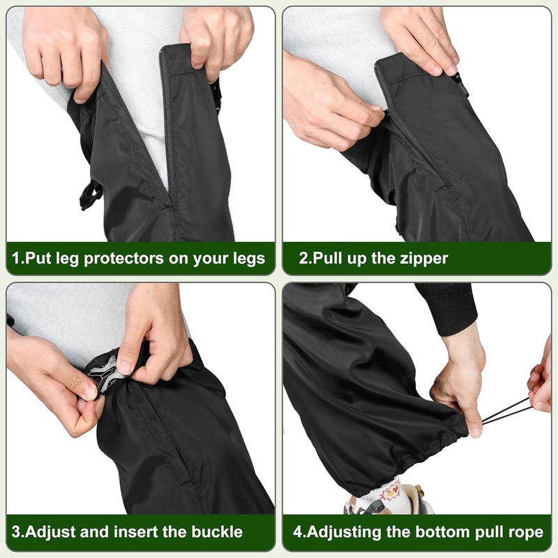 Adnee 2 PCS Lawn Care Leg Gaiters-Weed Eating Leg Protectors-Garden Trimming Leg Chaps-Adjustable Leg Guards for Garden and Farm Working, Black - Image 5